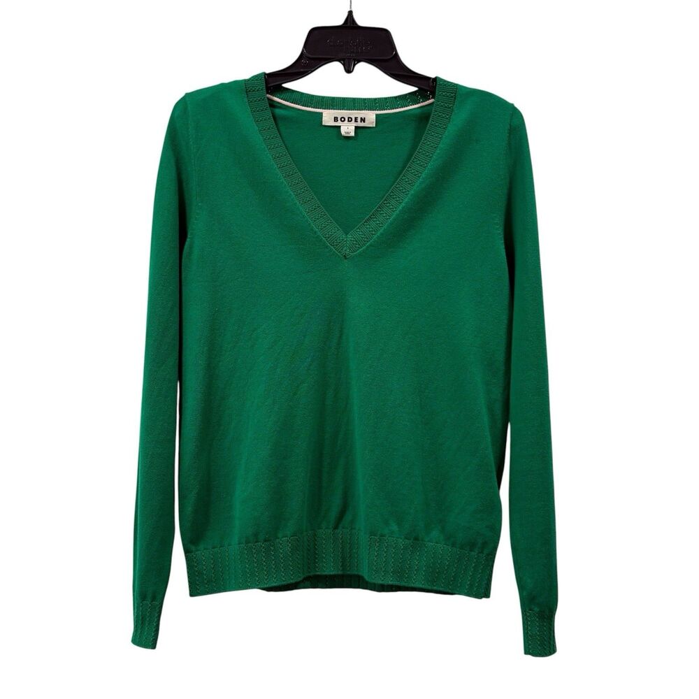 Boden Emerald Green Emilia V-Neck Sweater Size S